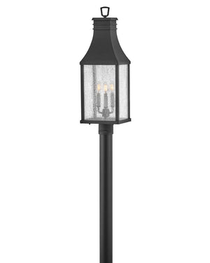 Crest 9" Three Lights Large Post Mount Lantern, Museum Black
