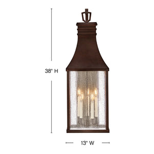 Crest 13" Five Lights Extra Large Wall Mount Lantern, Blackened Copper