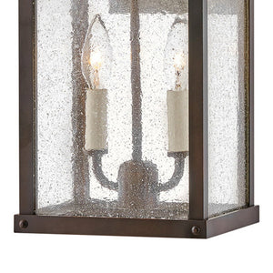 Crest 8" Two Lights Large Wall Mount Lantern, Blackened Copper