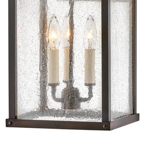Crest 9" Three Lights Large Wall Mount Lantern, Blackened Copper