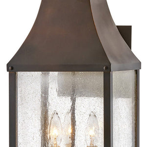 Crest 9" Three Lights Large Wall Mount Lantern, Blackened Copper