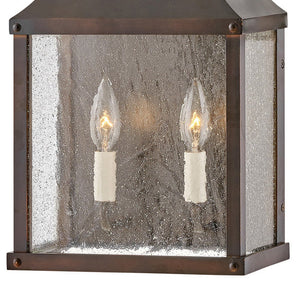 Crest 10" Two Lights Medium Wall Mount Lantern, Blackened Copper