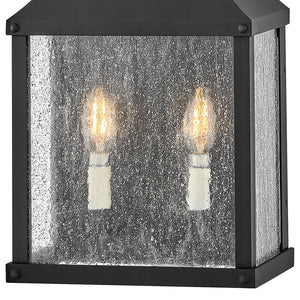 Crest 10" Two Lights Medium Wall Mount Lantern, Museum Black