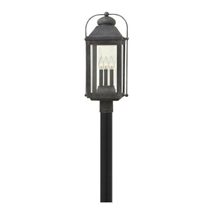 Kiosk 11" Three Lights Large Post Mount Lantern, Aged Zinc