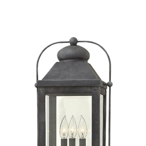 Kiosk 11" Three Lights Large Post Mount Lantern, Aged Zinc