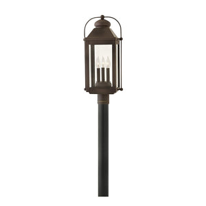 Kiosk 11" Three Lights Large Post Mount Lantern, Light Oiled Bronze