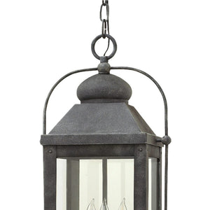 Kiosk 11" Three Lights Large Hanging Lantern, Aged Zinc