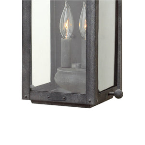 Kiosk 9" Two Lights Medium Wall Mount Lantern, Aged Zinc