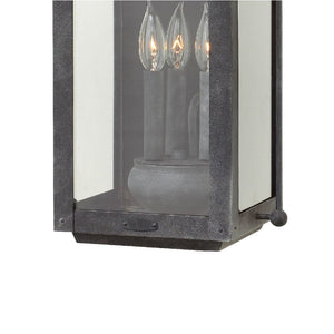 Kiosk 11" Three Lights Large Wall Mount Lantern, Aged Zinc