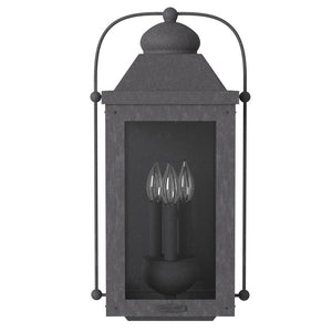 Kiosk 11" Three Lights Large Wall Mount Lantern, Aged Zinc