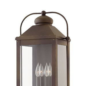 Kiosk 13" Four Lights Large Wall Mount Lantern, Light Oiled Bronze