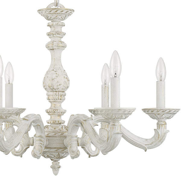 Maison Parisienne 28'' Six Light Chandelier, Antique White Alt 4.jpg