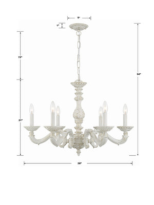 Maison Parisienne 28'' Six Light Chandelier, Antique White Alt 5.jpg