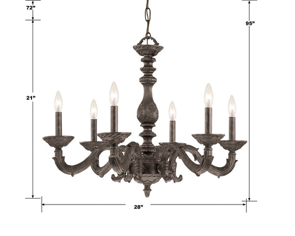 Maison Parisienne 28'' Six Light Chandelier, Venetian Bronze - Alternate Product Image 1.jpg