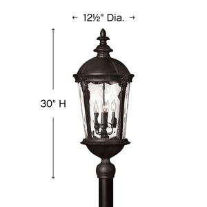 Oculus 12" Four Lights Large Post Mount Lantern, Black
