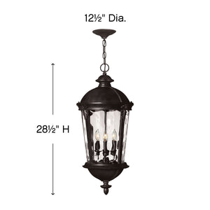Oculus 12" Four Lights Large Hanging Lantern, Black