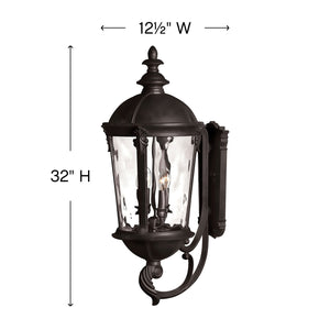 Oculus 12" Four Lights Large Wall Mount Lantern, Black