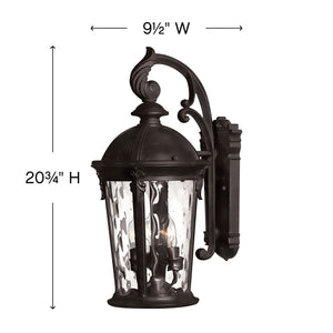 Oculus 9" Three Lights Medium Wall Mount Lantern, Black
