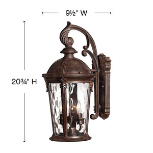 Oculus 9" Three Lights Medium Wall Mount Lantern, River Rock