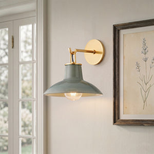 Caara 10" One Light Wall Sconce, Aged Brass / Ceramic Moss Crackle