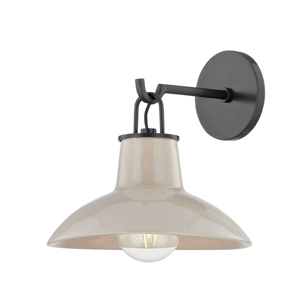 Caara 10" One Light Wall Sconce, Distressed Bronze / Ceramic Ivory Crackle