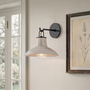 Caara 10" One Light Wall Sconce, Distressed Bronze / Ceramic Ivory Crackle
