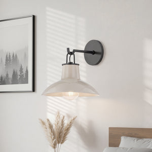Caara 10" One Light Wall Sconce, Distressed Bronze / Ceramic Ivory Crackle