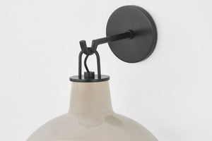 Caara 10" One Light Wall Sconce, Distressed Bronze / Ceramic Ivory Crackle
