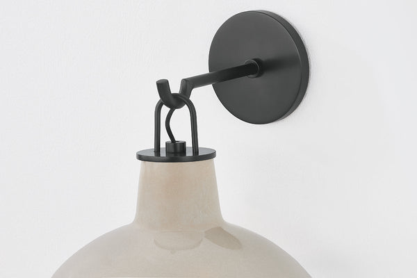 Caara 10" One Light Wall Sconce, Distressed Bronze / Ceramic Ivory Crackle