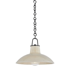 Caara 12" One Light Pendant, Distressed Bronze / Ceramic Ivory Crackle