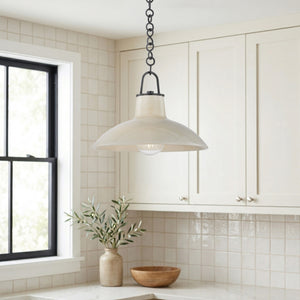 Caara 12" One Light Pendant, Distressed Bronze / Ceramic Ivory Crackle