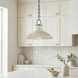 Caara 12" One Light Pendant, Distressed Bronze / Ceramic Ivory Crackle