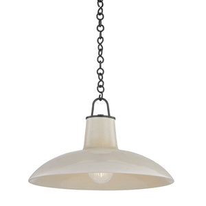 Caara 18" One Light Pendant, Distressed Bronze / Ceramic Moss Crackle