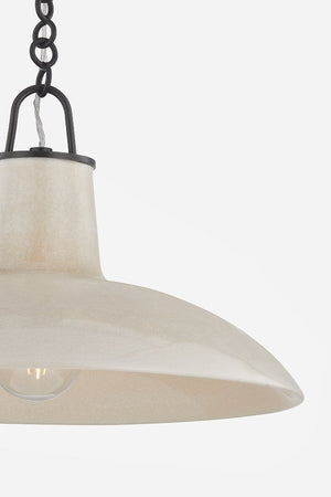Caara 18" One Light Pendant, Distressed Bronze / Ceramic Moss Crackle