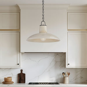 Caara 18" One Light Pendant, Distressed Bronze / Ceramic Moss Crackle