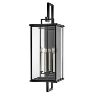 Zephyr 14" Four Lights Extra Large Wall Mount Lantern, Black