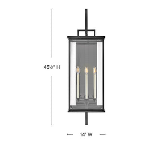 Zephyr 14" Four Lights Extra Large Wall Mount Lantern, Black
