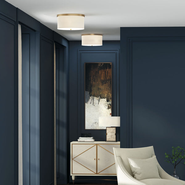 Addison 15.75" Three Light Flush Mount, Aged Brass