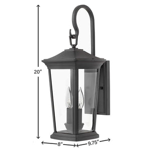 Cobalt 20" Two Lights Medium Wall Mount Lantern, Museum Black