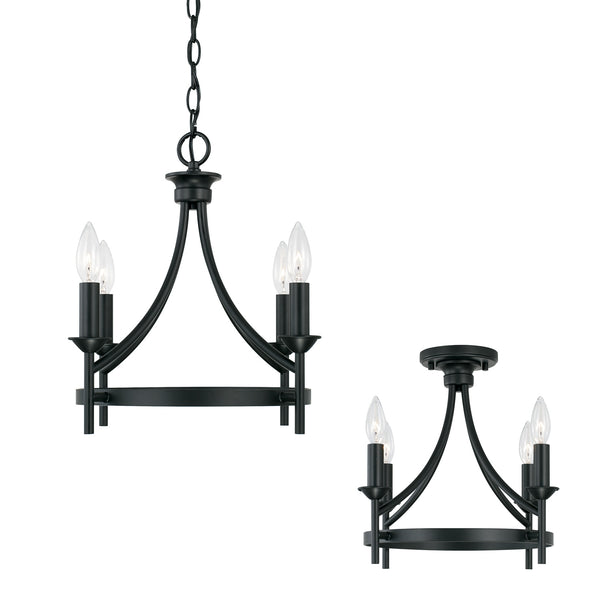 Emery 16" Four Light Semi Flush Mount, Matte Black