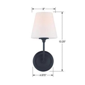 Sylvain 6" One Light Sconce, Black Forged