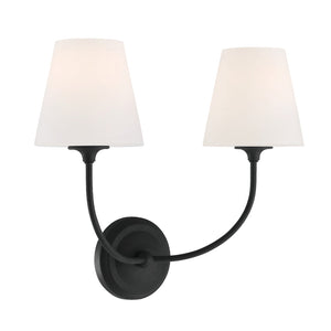 Sylvain 17" Two Light Sconce, Black Forged