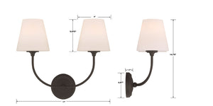 Sylvain 17" Two Light Sconce, Black Forged