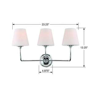 Sylvain 23" Three Lights Bathroom Vanity, Polished Chrome