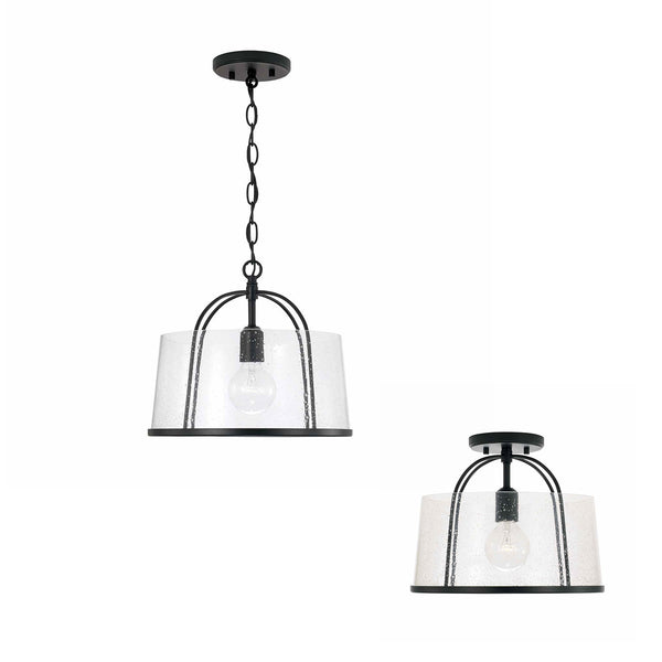 Kendal 13" One Light Semi Flush Mount, Matte Black