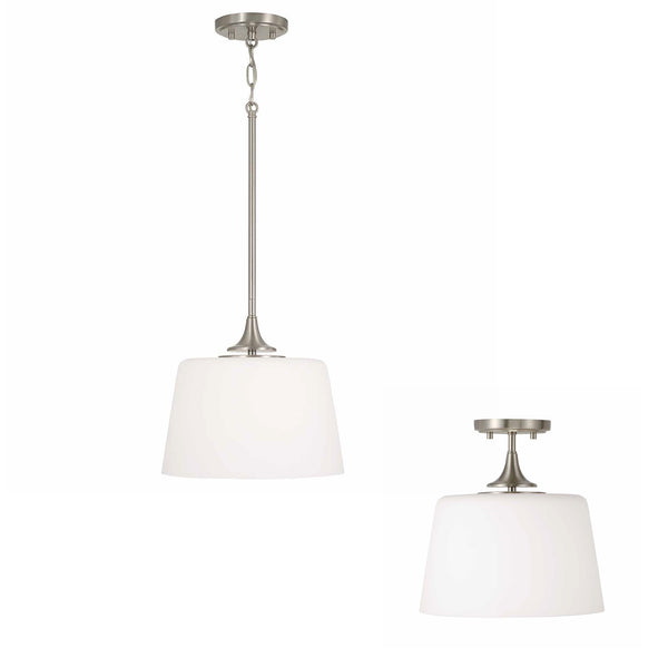 Andie 11.75" One Light Dual Mount Semi Flush/Pendant, Brushed Nickel