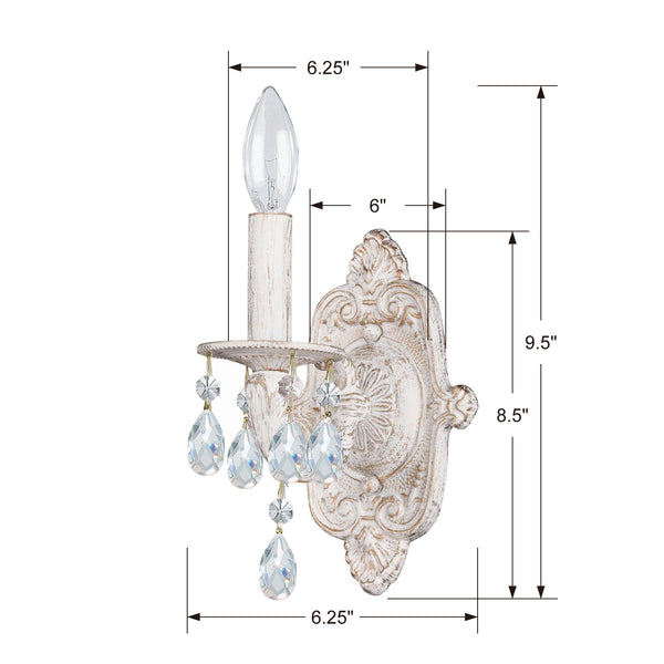 Maison Parisienne 6.25'' One Light Crystal Wall Sconce, Antique White Hand Cut Crystal - Alternate Product Image 1.jpg