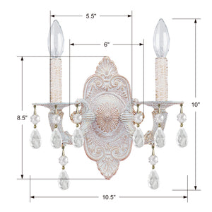 Maison Parisienne 10'' Two Light Crystal Wall Sconce, Antique White Hand Cut Crystal - Alternate Product Image 1.jpg