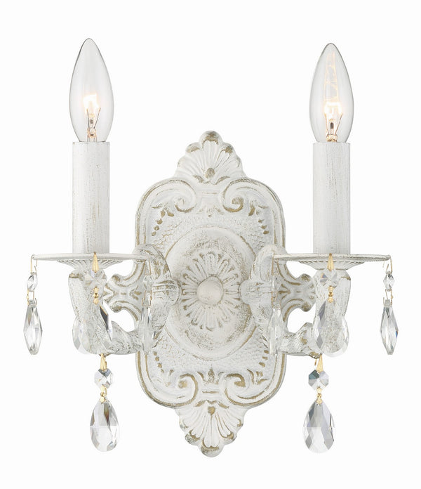 Maison Parisienne 10'' Two Light Crystal Wall Sconce, Antique White Hand Cut Crystal - Main Product Image.jpg
