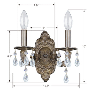 Maison Parisienne 10'' Two Light Crystal Wall Sconce, Bronze Hand Cut Crystal - Alternate Product Image 1.jpg